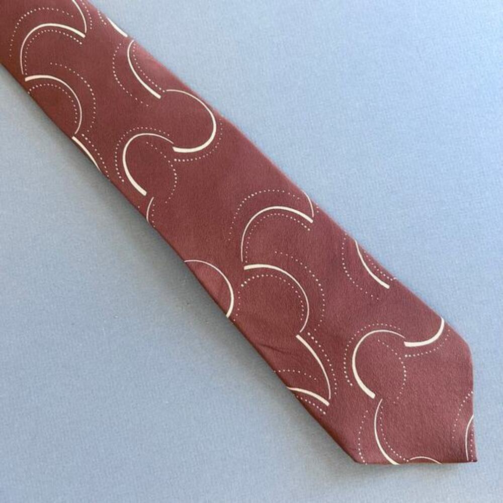 Chloe tie men’s silk‎ brown cream retro 20’s art deco luxury jazz